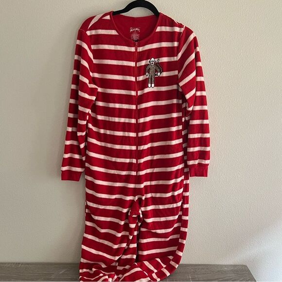 Nick & Nora red and white striped one-piece footed pajamas - Picture 7 of 7